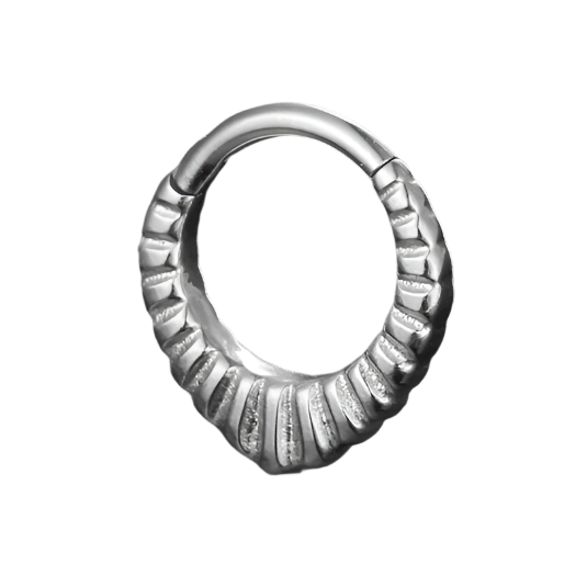 Steel Carved Shell Textured Teardrop Hinged Clicker