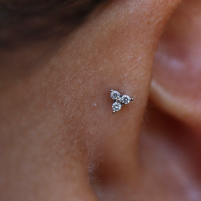 Steel Threadless Push In Trinity CZ Tragus Labret