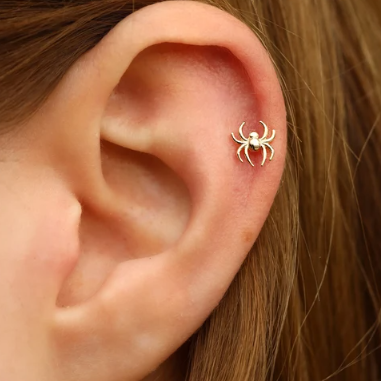 Gold Ion Plated Steel Threadless Push In Spider Top Labret