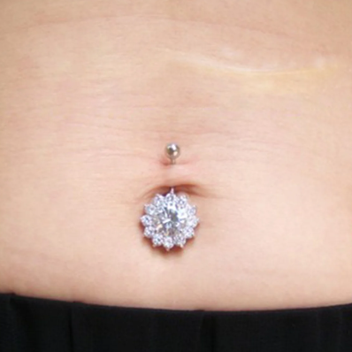 Crystal Center CZ Sunflower Belly Ring