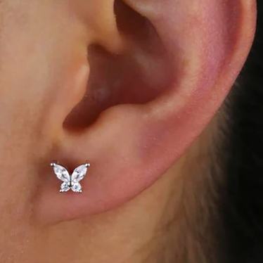 G23 Titanium Threadless Push In CZ Butterfly Tragus Labret