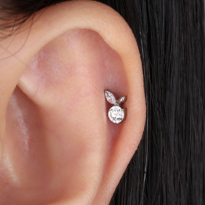 G23 Titanium Threadless Push In CZ Apple Labret