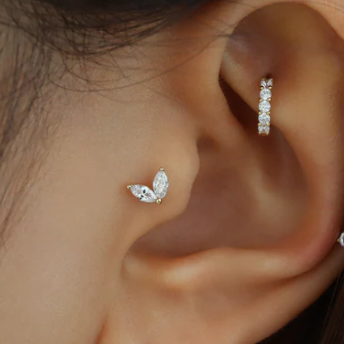 G23 Titanium Internally Threaded 2 Marquise CZ Labret