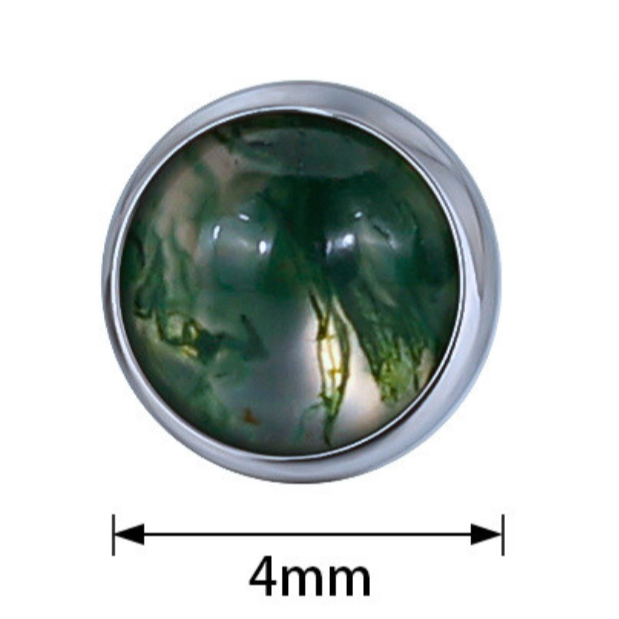 G23 Titanium Flat Moss Agate Stone Internally Threaded Top