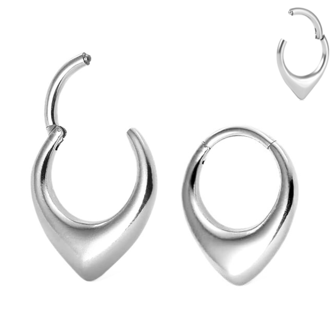 Steel Chunky Thick Teardrop Chevron Hinged Clicker
