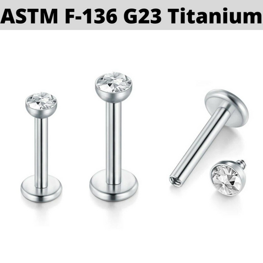 G23 Titanium Internally Threaded 3mm Gem CZ Labret