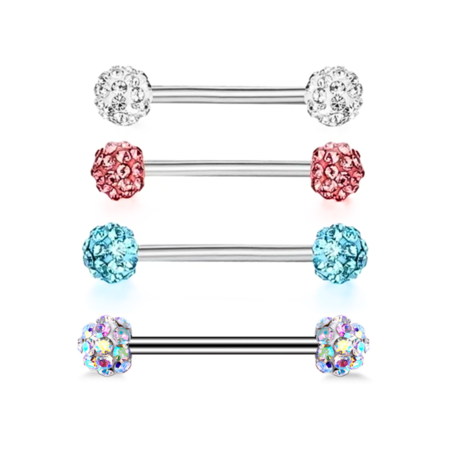 Double Ferido CZ Ball Nipple Barbell