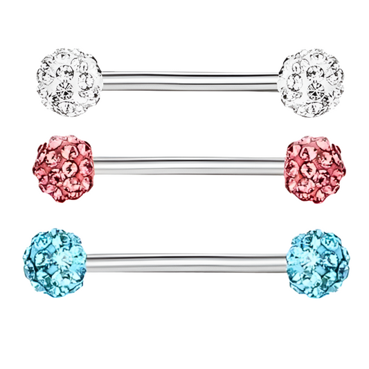 Double Ferido CZ Ball Nipple Barbell