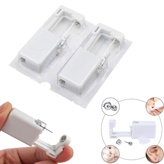 PAIR of Steel Sterilized Piercing Gun Bezel Set CZ Stud