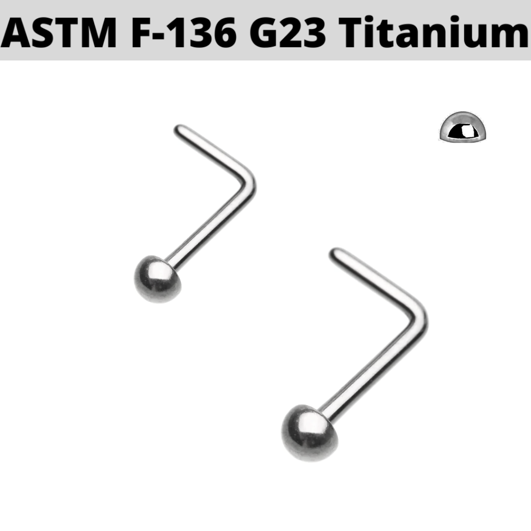 G23 Titanium Dome Half Ball L Bend Nose Ring APM
