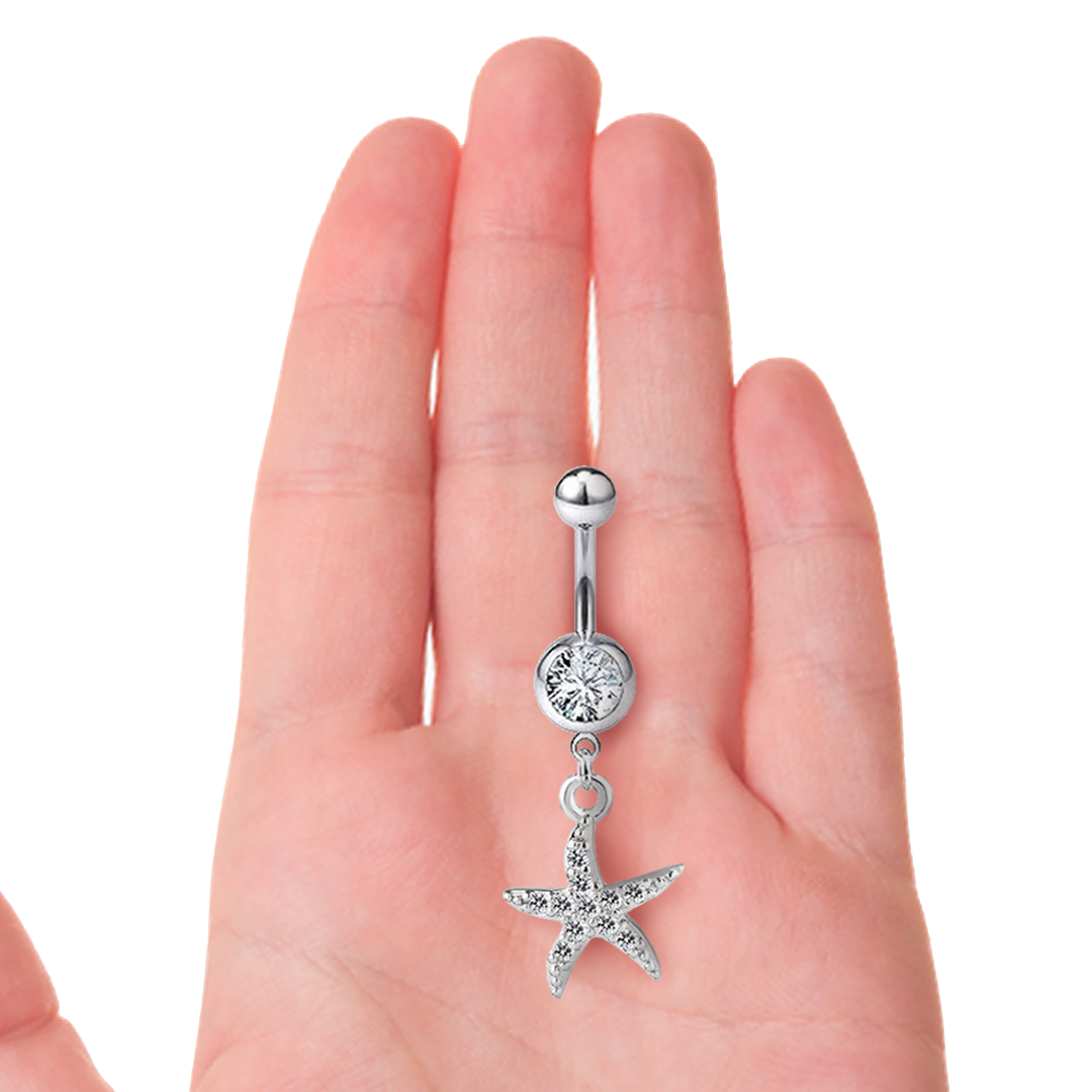 Starfish Paved CZ Dangle Belly Ring