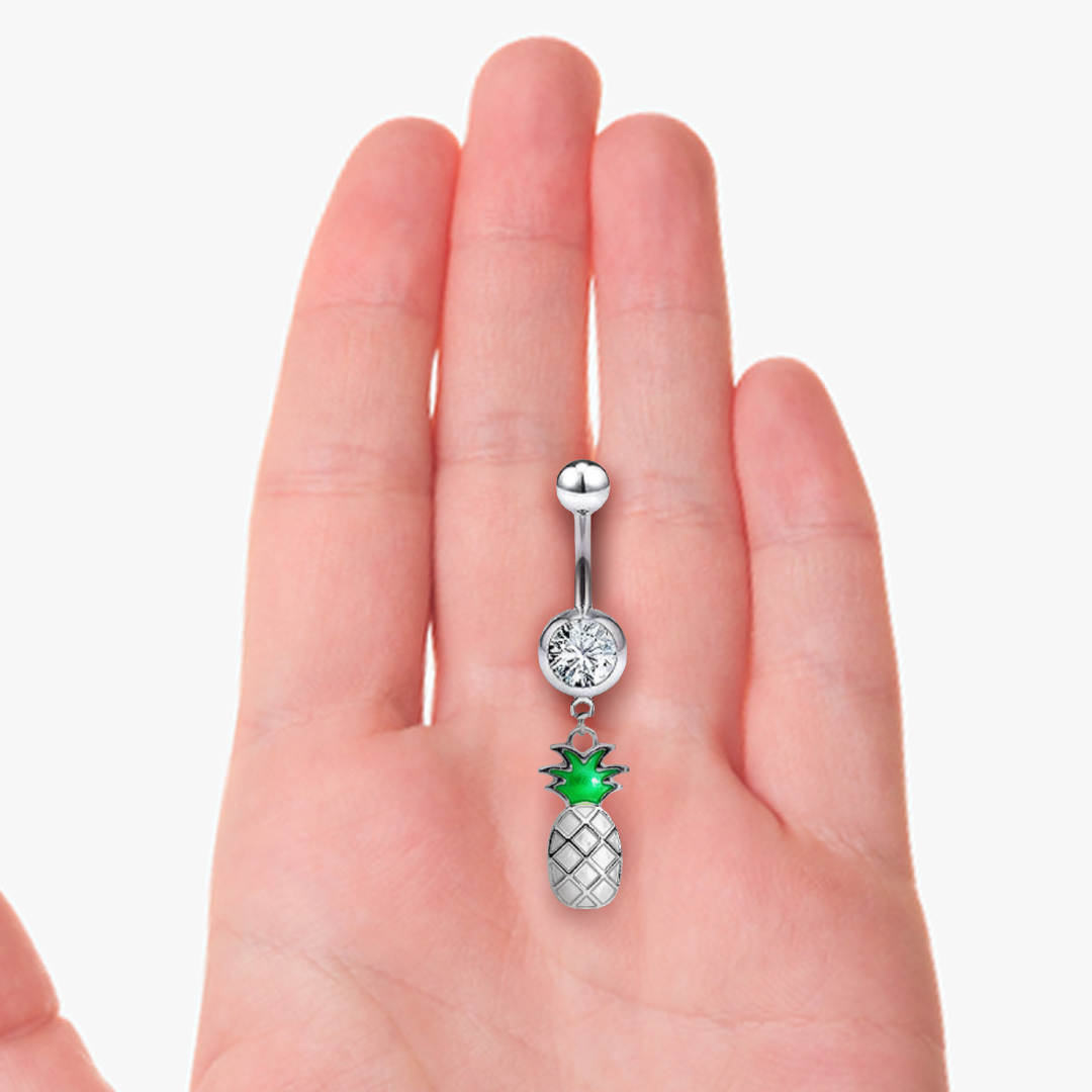 CZ Pineapple Dangle Belly Ring