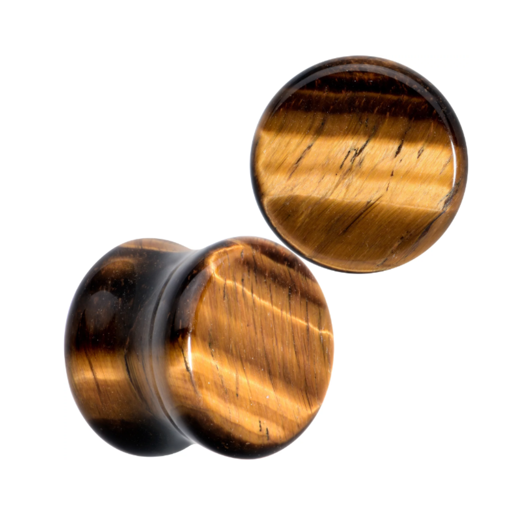 Tiger Eye Stone Double Flare Plugs