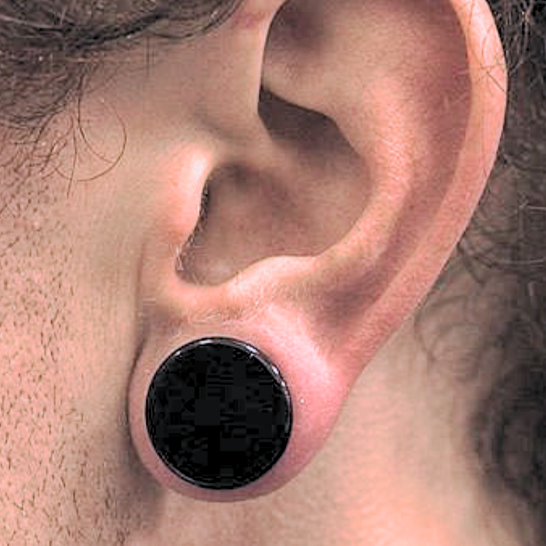 Black Agate Stone Double Flare Plugs