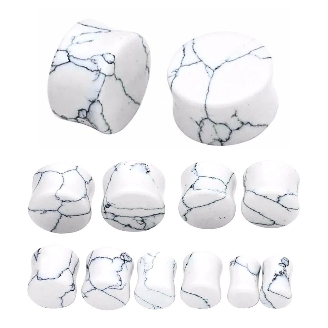 White Howlite Stone Double Flare Plugs