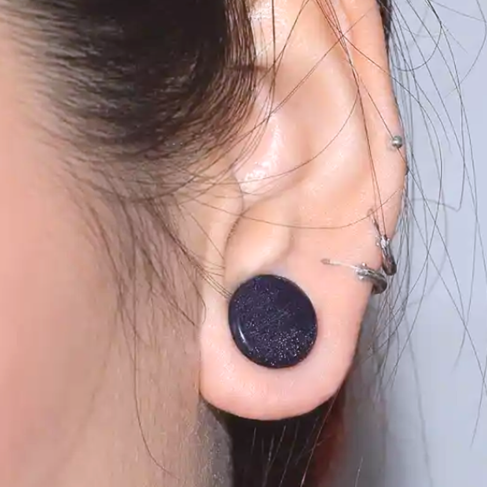 Blue Sand Stone Double Flare Plugs