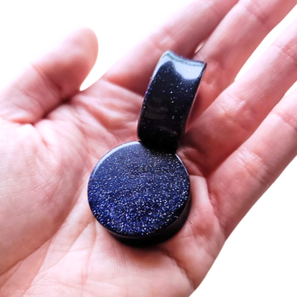 Blue Sand Stone Double Flare Plugs