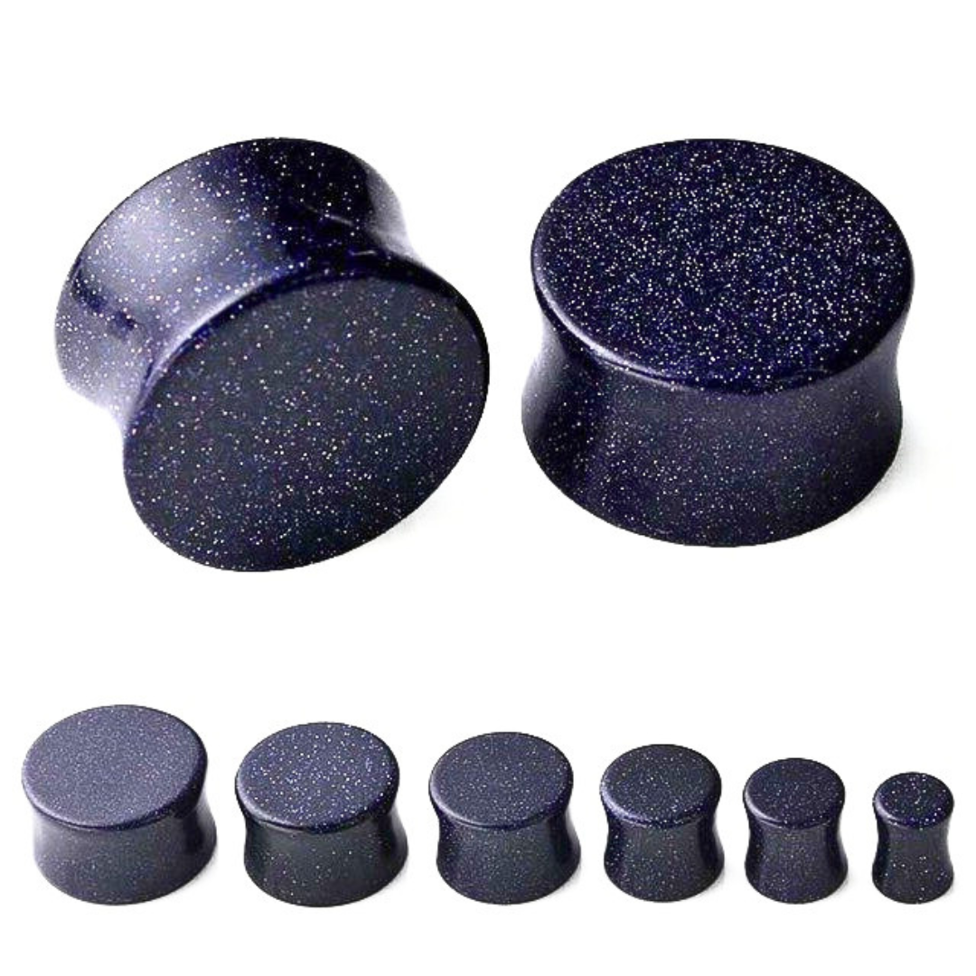 Blue Sand Stone Double Flare Plugs