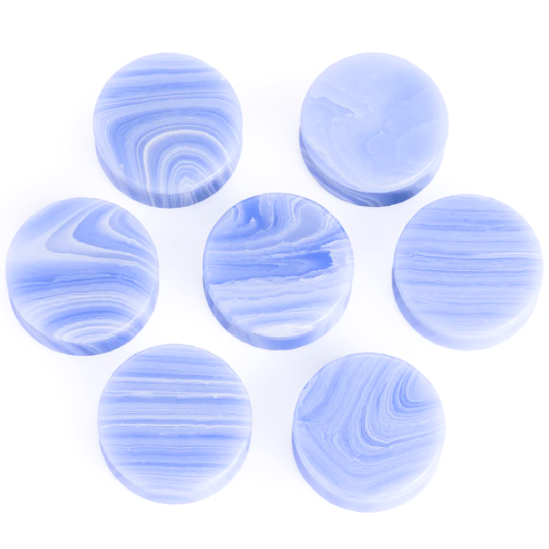 Blue Lace Agate Stone Double Flare Plugs