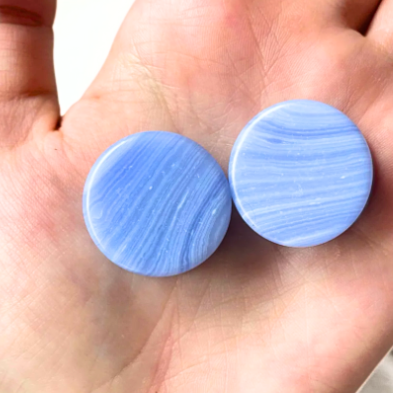 Blue Lace Agate Stone Double Flare Plugs