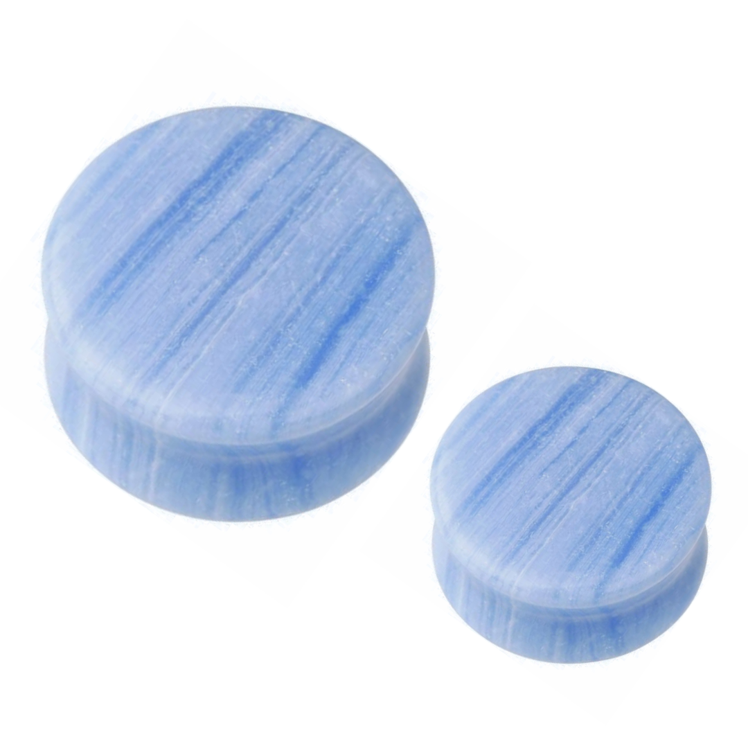 Blue Lace Agate Stone Double Flare Plugs