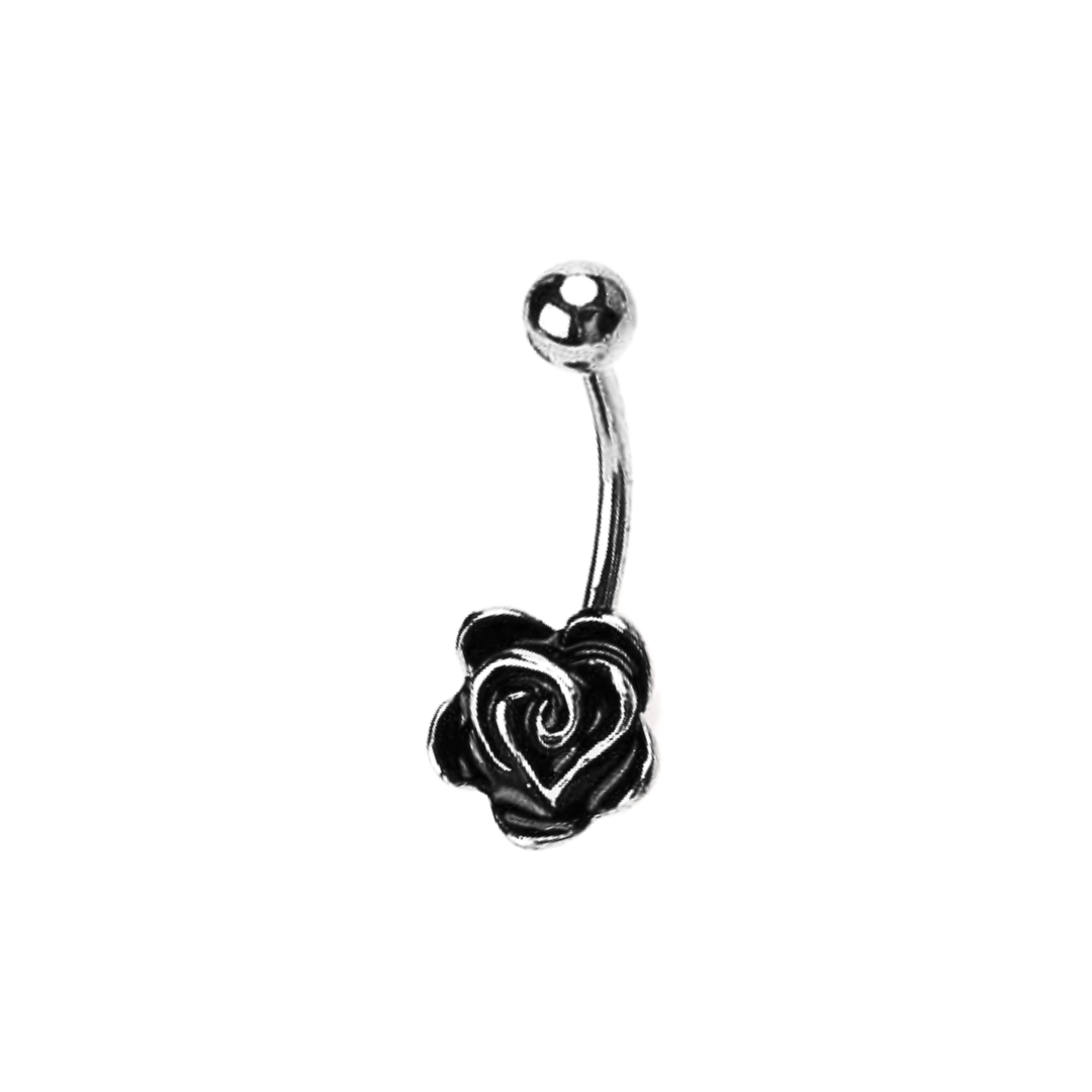 Steel Antique Rose Belly Ring