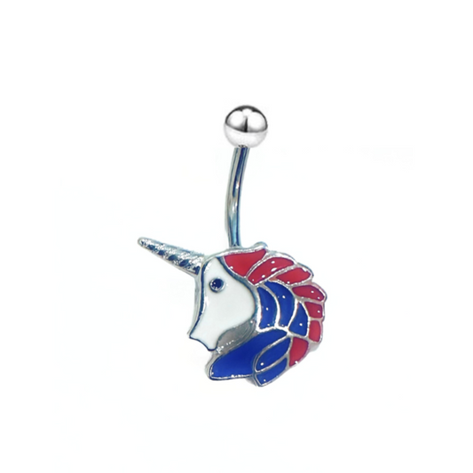 Enamel Unicorn Belly Ring