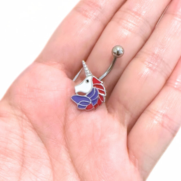 Enamel Unicorn Belly Ring