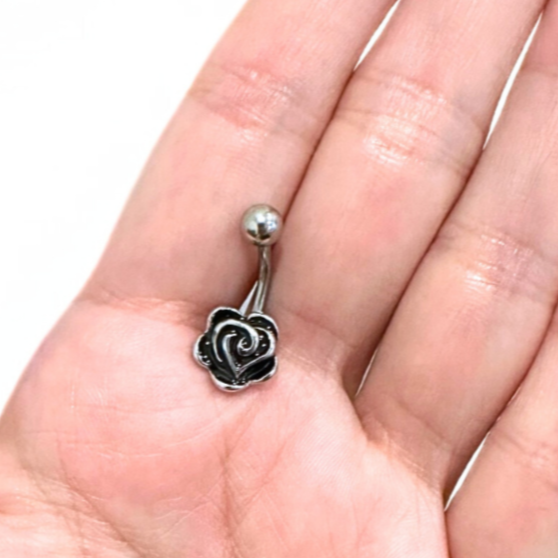 Steel Antique Rose Belly Ring