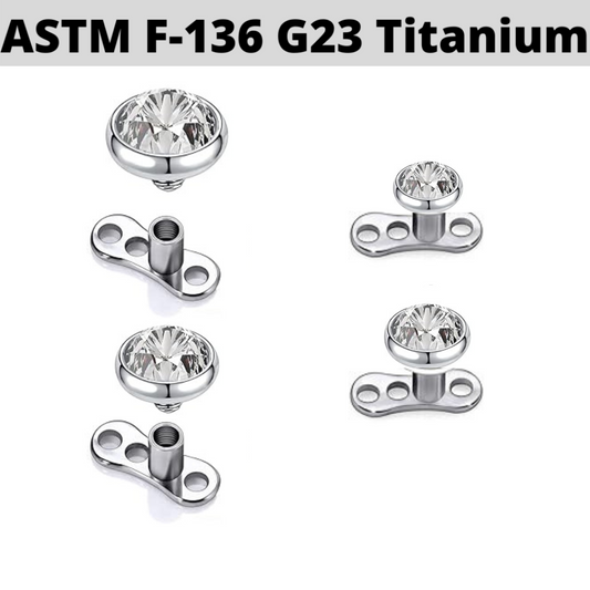 G23 Titanium Dermal Anchor 2.5mm Rise Base Flat CZ Top Set