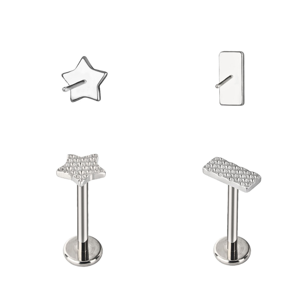 G23 Titanium Threadless Push In Diamond Cut Logo Top