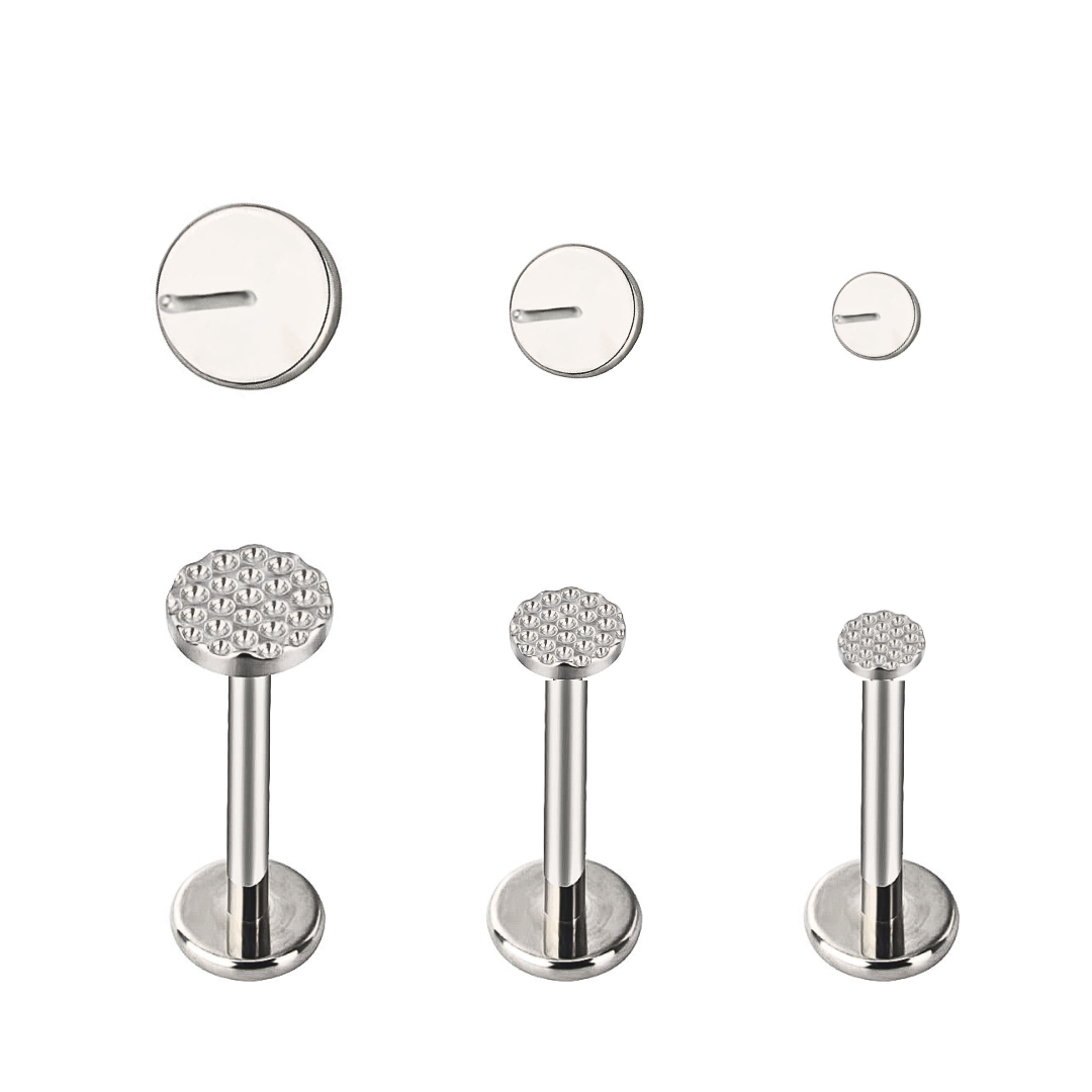 G23 Titanium Threadless Push In Diamond Cut Round Top