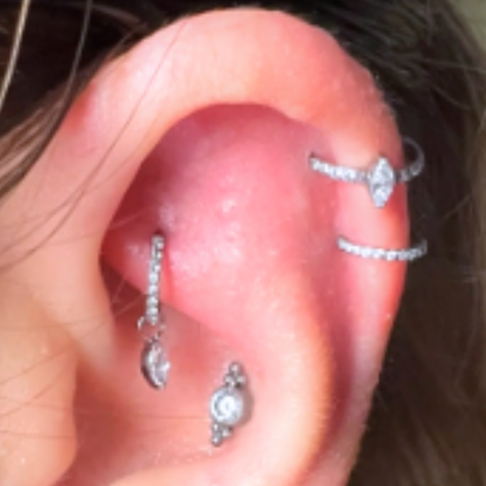 G23 Titanium Center Rim Marquise CZ Hinged Segment Clicker Ring