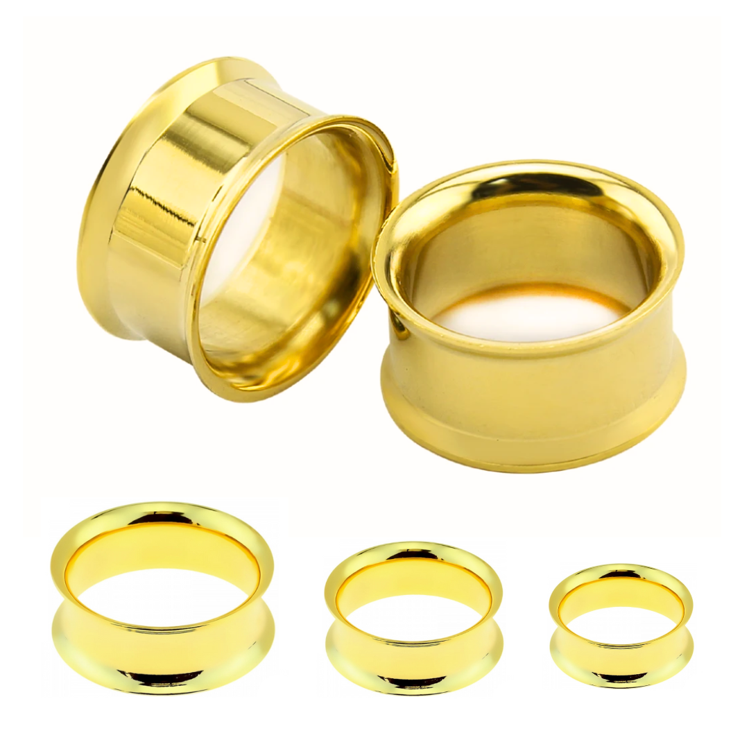Gold Steel Ion Plated Double Flared Tunnel