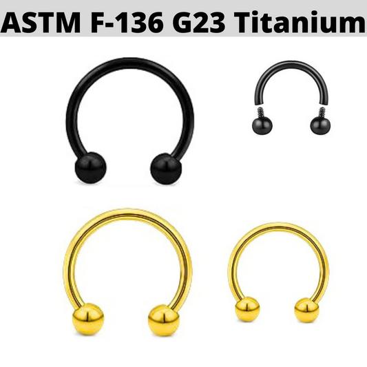 G23 PVD Titanium Internally Threaded Ball Horseshoe