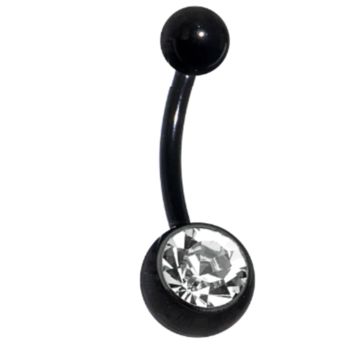Ion Plated Single CZ Belly Ring