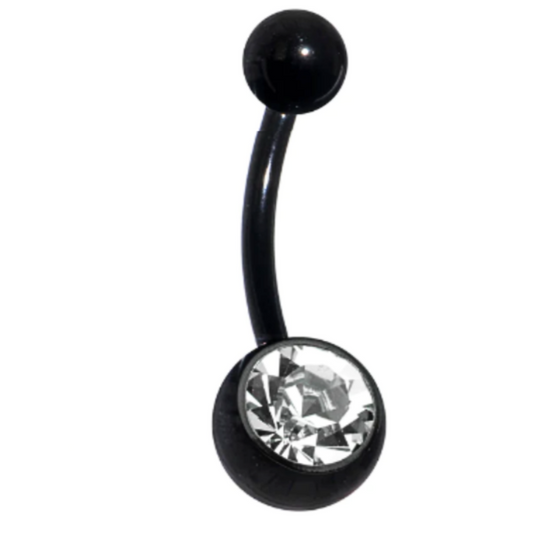 Ion Plated Single CZ Belly Ring
