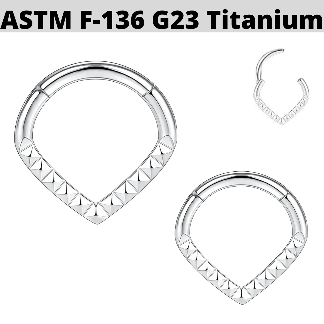 G23 Titanium Pyramid Cut Chevron Hinged Segment Clicker