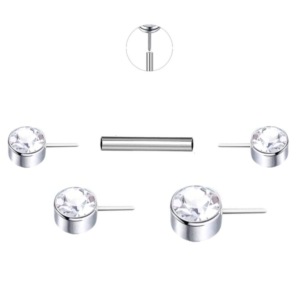 G23 Titanium Threadless Push In Side Bezel Set Flat CZ Top