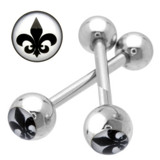 Fleur de Lis Ball Logo Tongue Ring