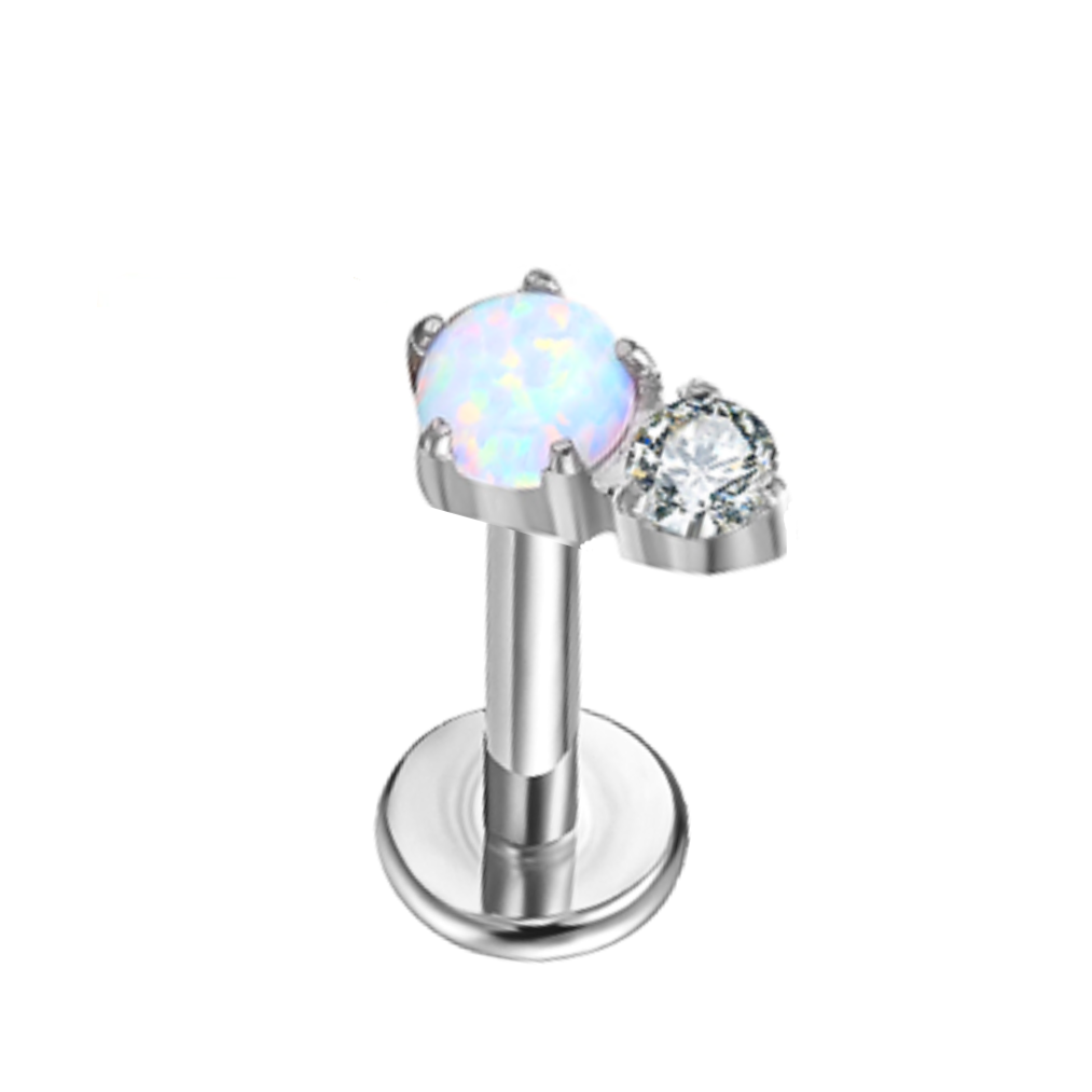 G23 Titanium Internally Threaded Opal Gem Labret