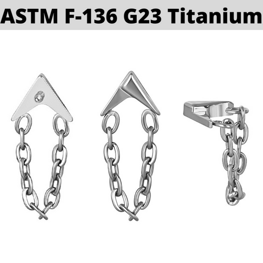 G23 Titanium Internally Threaded Arrow Chain Dangle Top