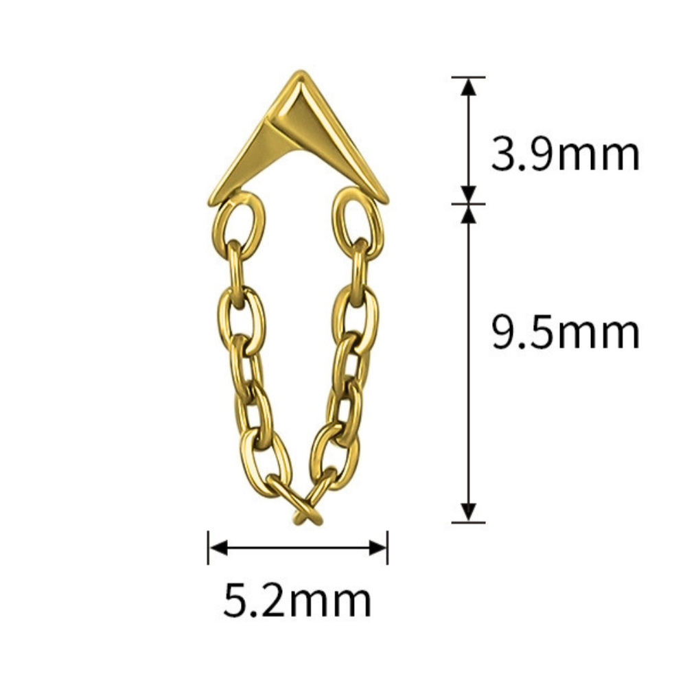 G23 Gold PVD Titanium Internally Threaded Arrow Chain Dangle Top