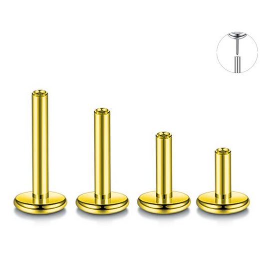 Gold Steel 4mm Base Threadless Push In Labret Shaft