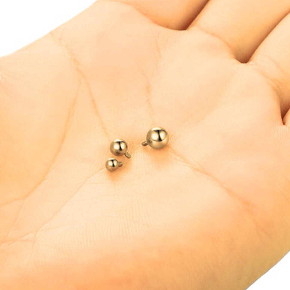 G23 Gold PVD Titanium Internally Threaded Plain Ball