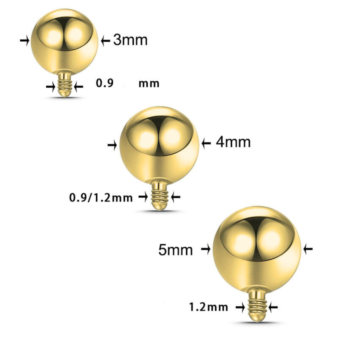 G23 Gold PVD Titanium Internally Threaded Plain Ball