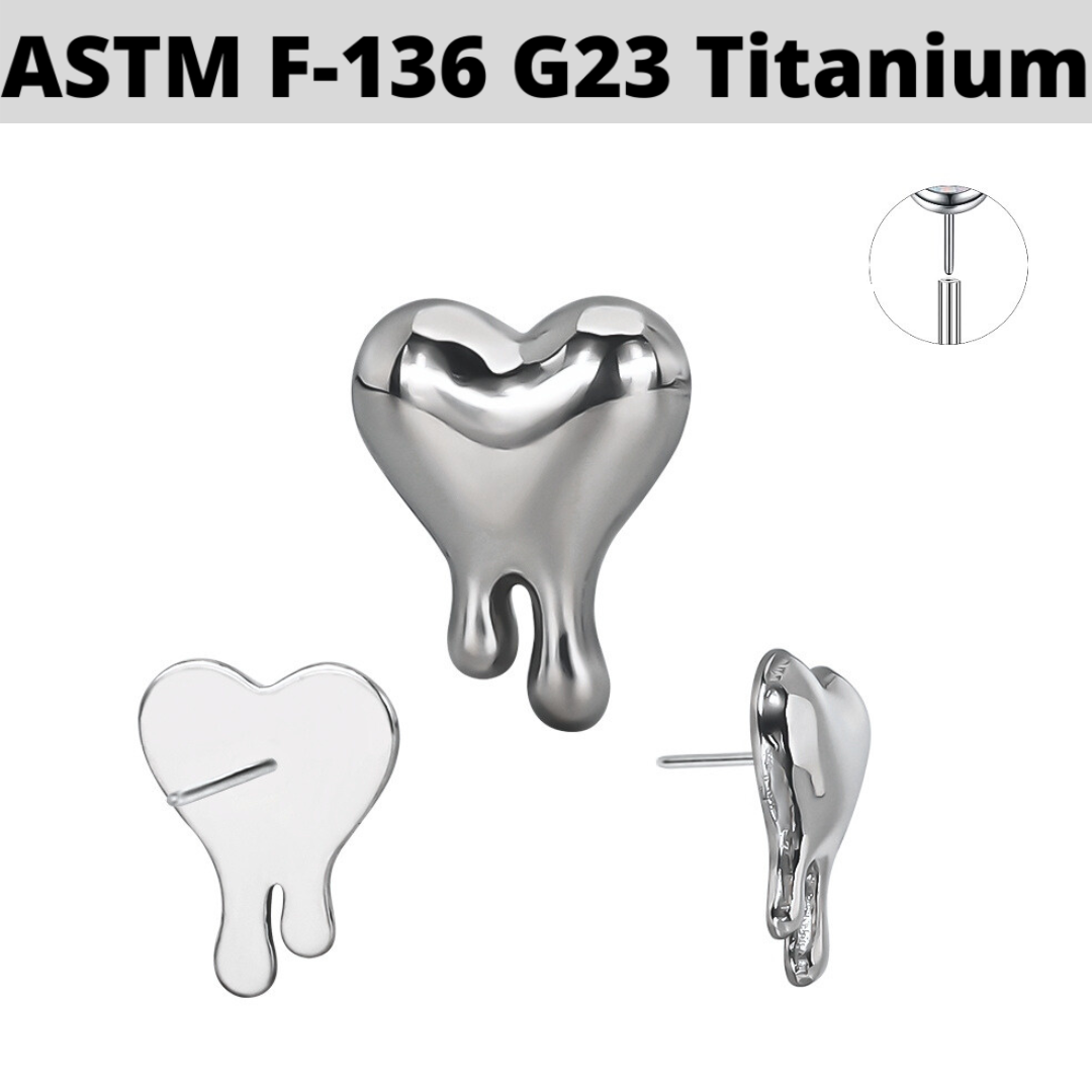 G23 Titanium Threadless Push In Melting Heart Top