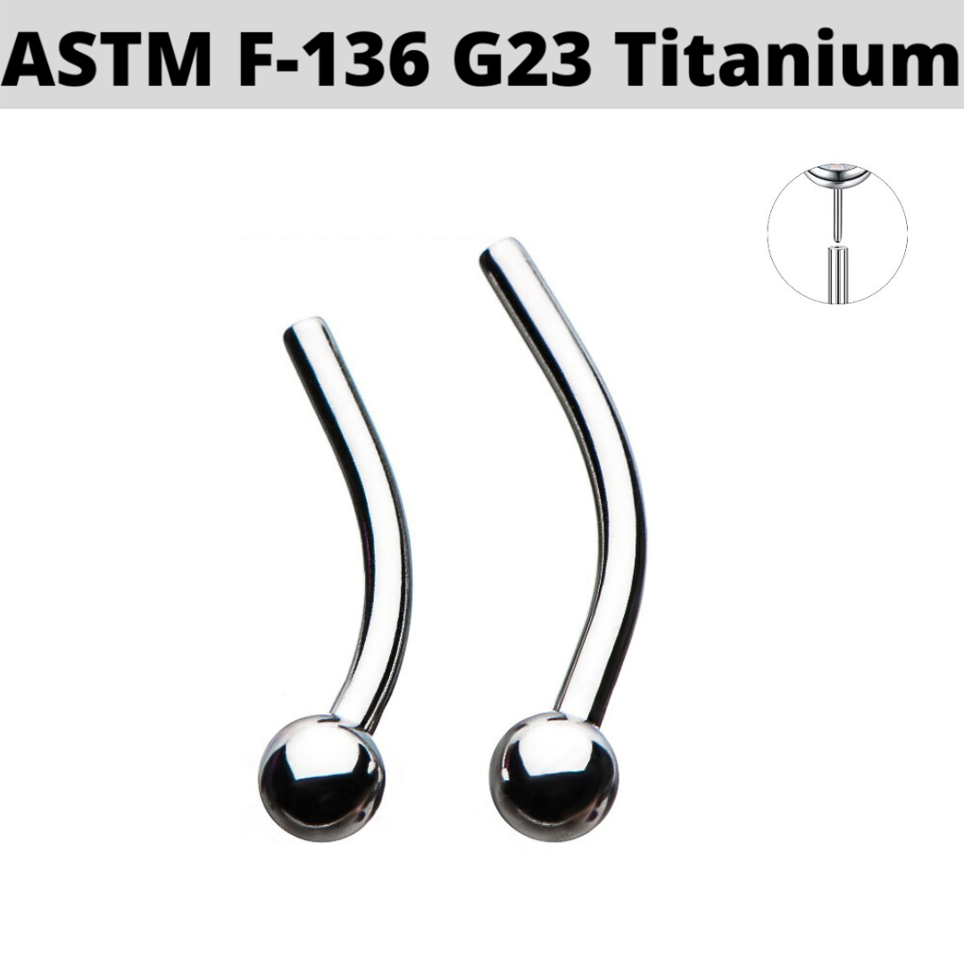 G23 Titanium Threadless Push In Curved Barbell Shaft with Fixed Ball