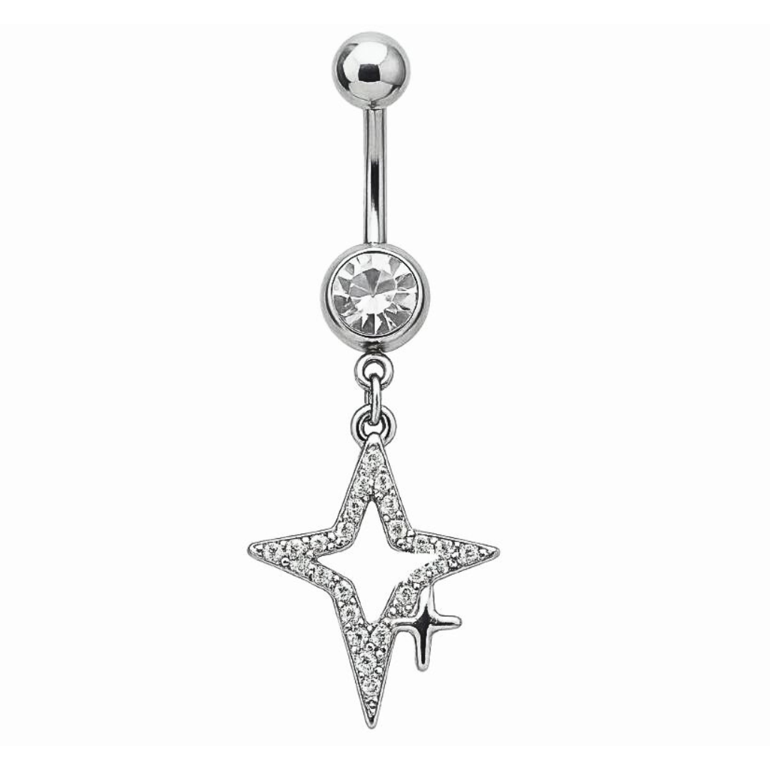 CZ Northern Stars Dangle Belly Ring