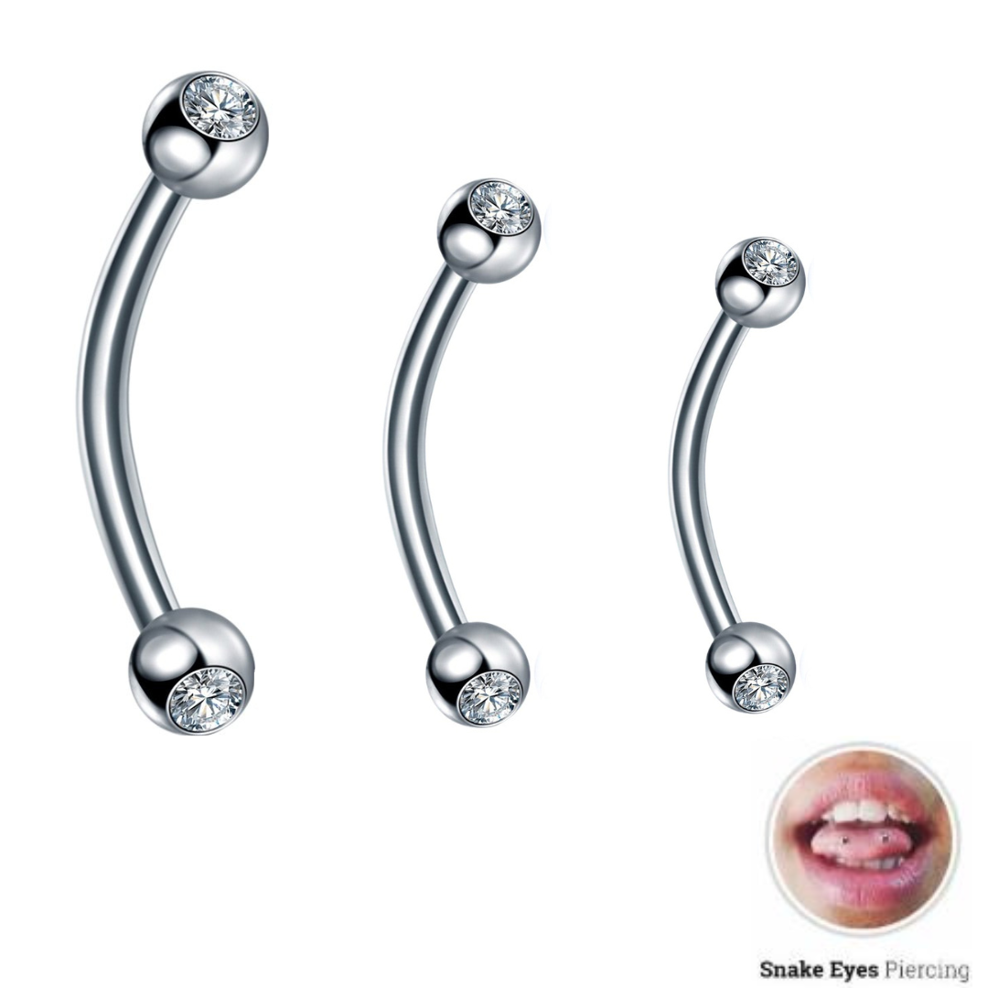 Wholesale Body Jewelry 16G CZ Snake Eye Tongue Barbell 9/16" 5/8" 3/4" APM Wholesale Body Jewelry 16G CZ Snake Eye Tongue Barbell 9/16" 5/8" 3/4" APM